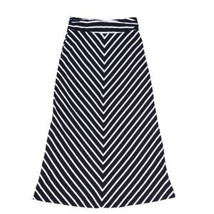 Liz Claiborne Striped Maxi Long Skirt Black and White Stretch size Small Petite